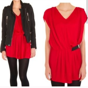 IRO Elvira red asymmetrical mini dress/ tunic
